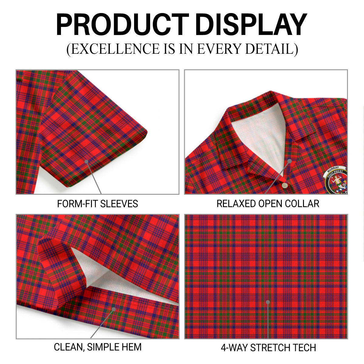 Murray (of Dysart) Tartan Crest Hawaiian Shirt