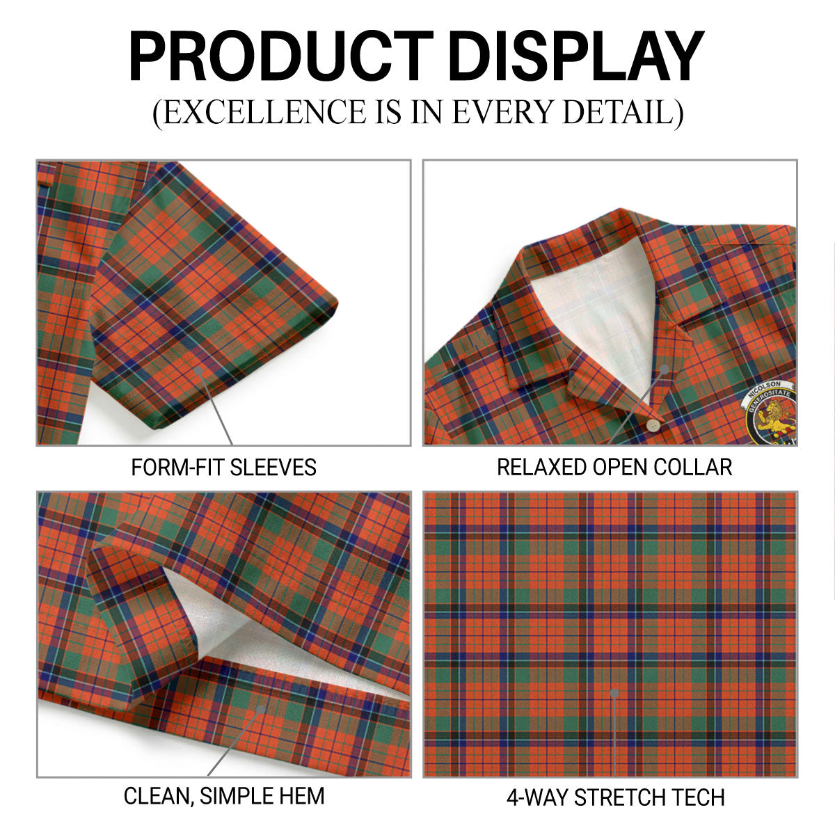 Nicolson Ancient Tartan Crest Hawaiian Shirt