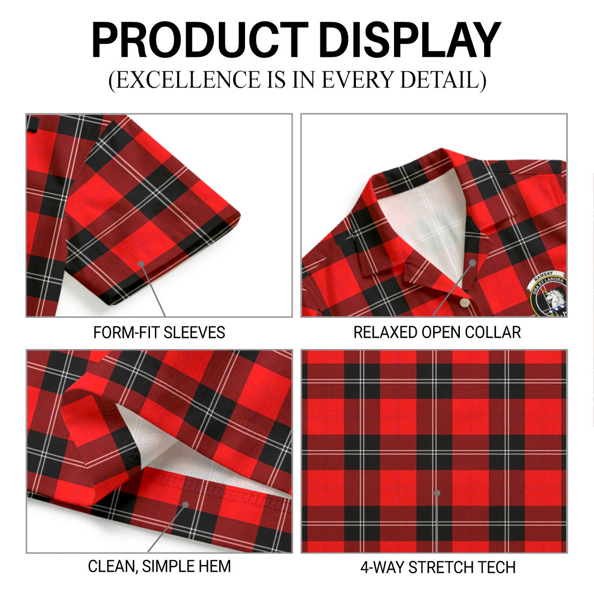 Ramsay Modern Tartan Crest Hawaiian Shirt
