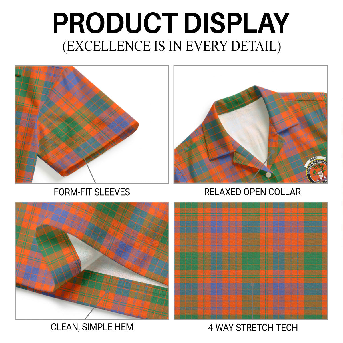 Ross Ancient Tartan Crest Hawaiian Shirt