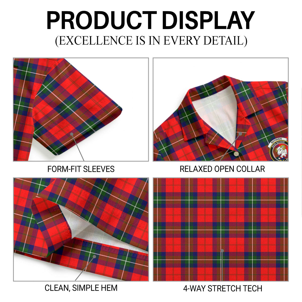 Ruthven Modern Tartan Crest Hawaiian Shirt