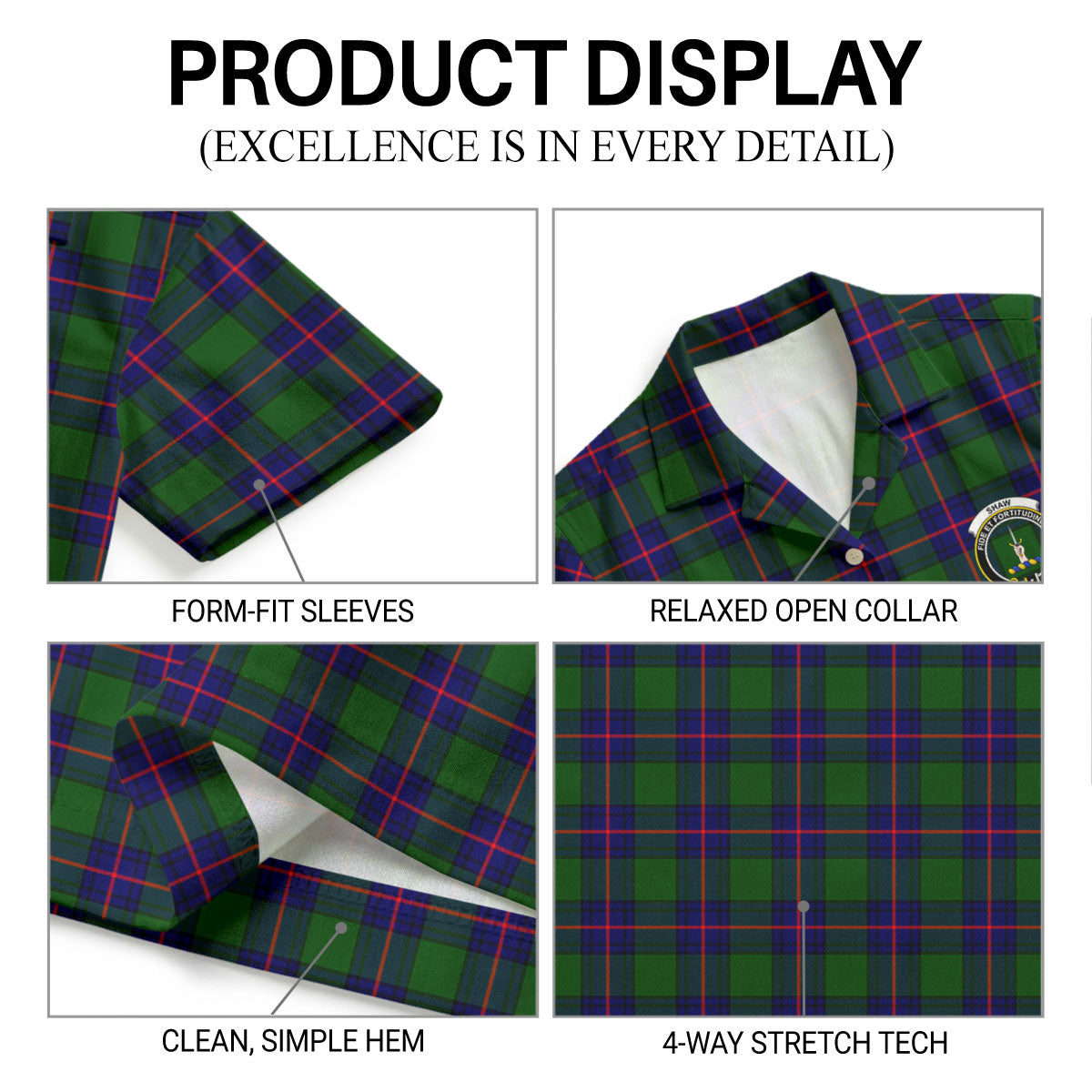 Shaw Modern Tartan Crest Hawaiian Shirt