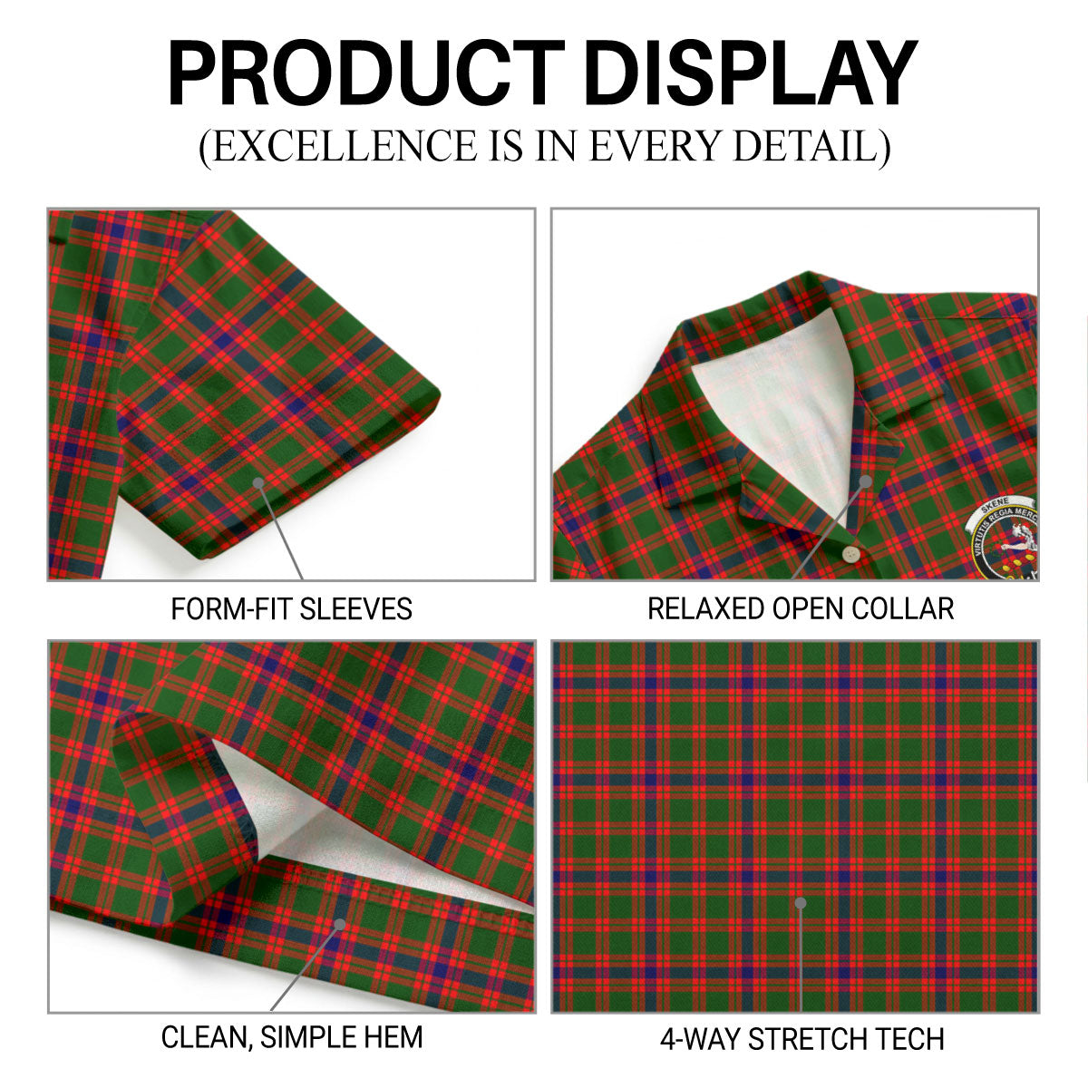 Skene Modern Tartan Crest Hawaiian Shirt