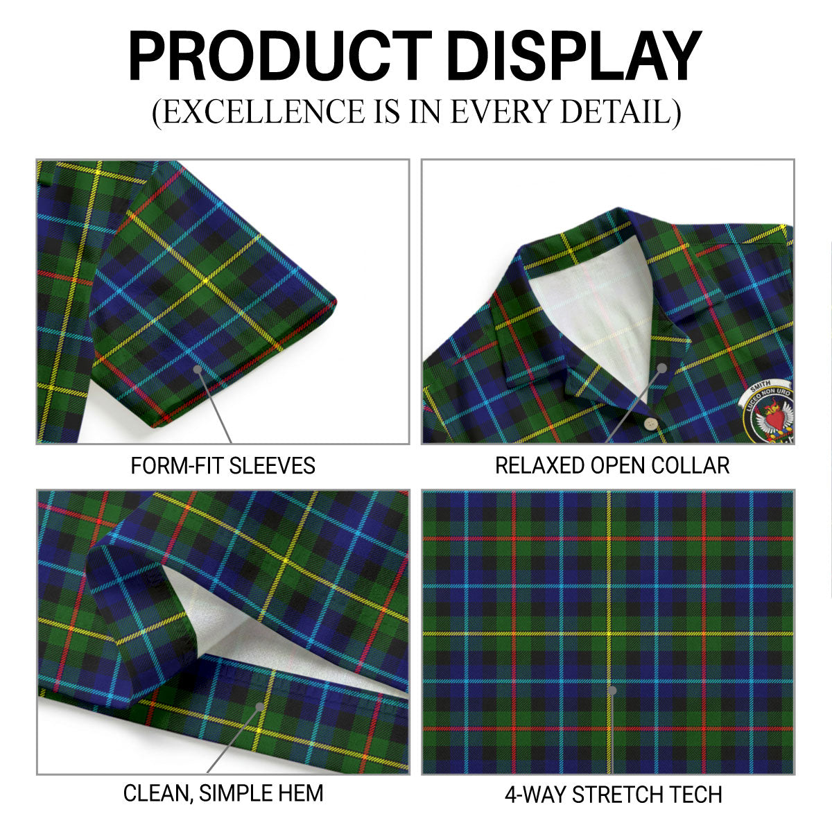 Smith Modern Tartan Crest Hawaiian Shirt
