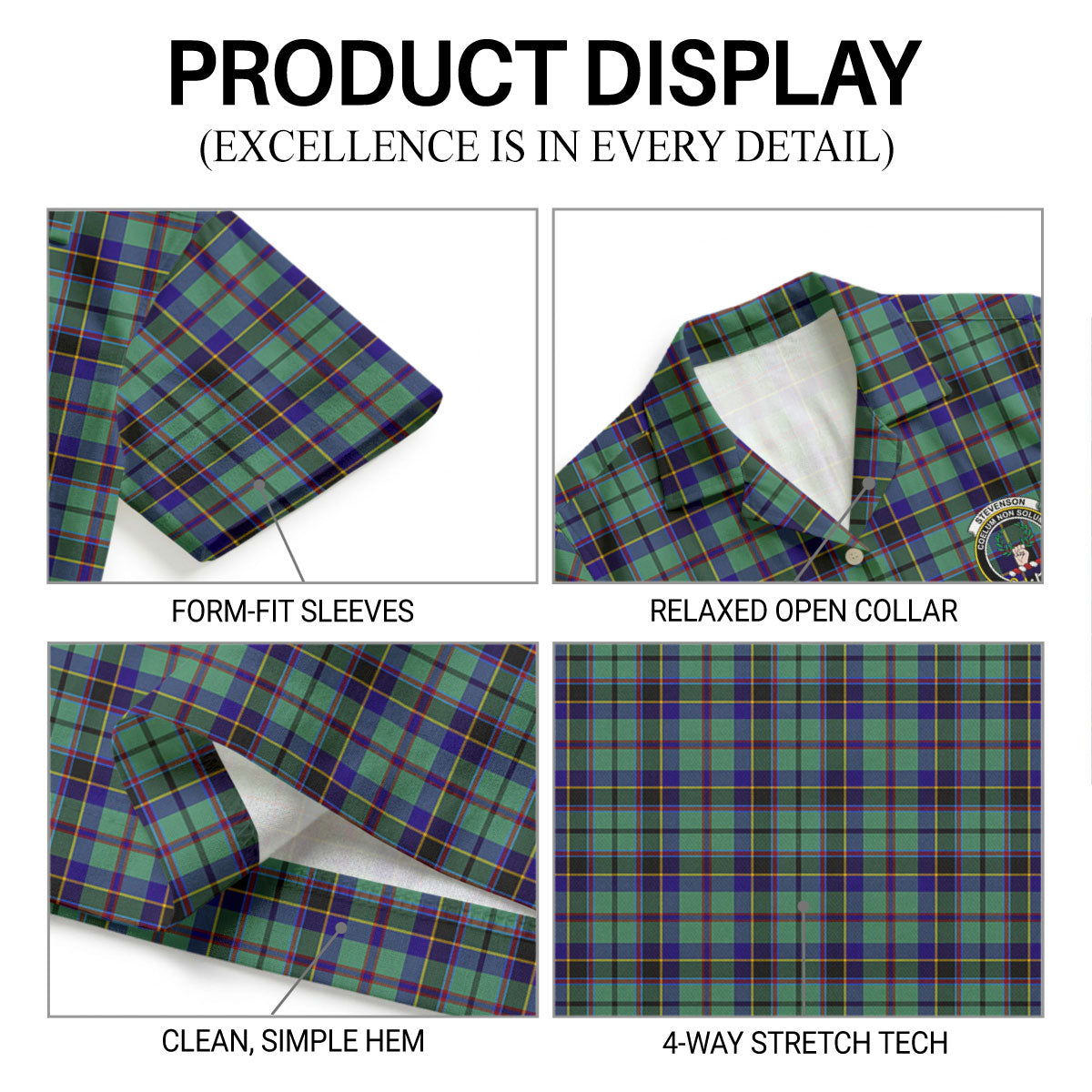 Stevenson Tartan Crest Hawaiian Shirt
