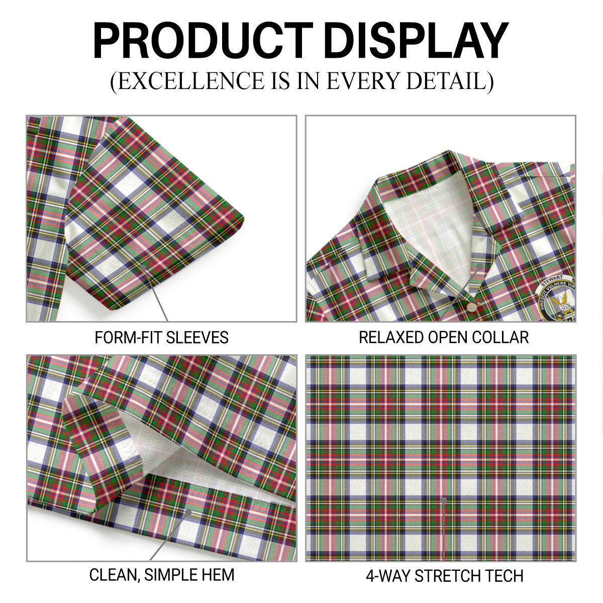 Stewart Dress Modern Tartan Crest Hawaiian Shirt