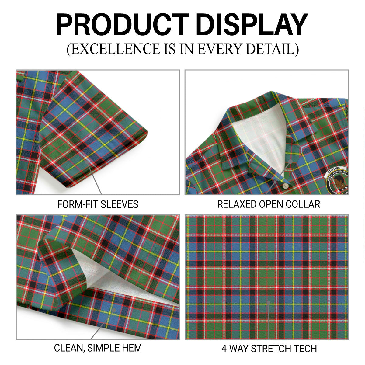 Stirling (of Keir) Tartan Crest Hawaiian Shirt