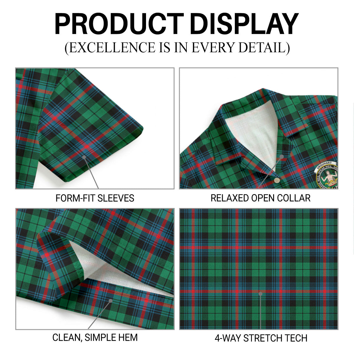 Urquhart Broad Red Ancient Tartan Crest Hawaiian Shirt