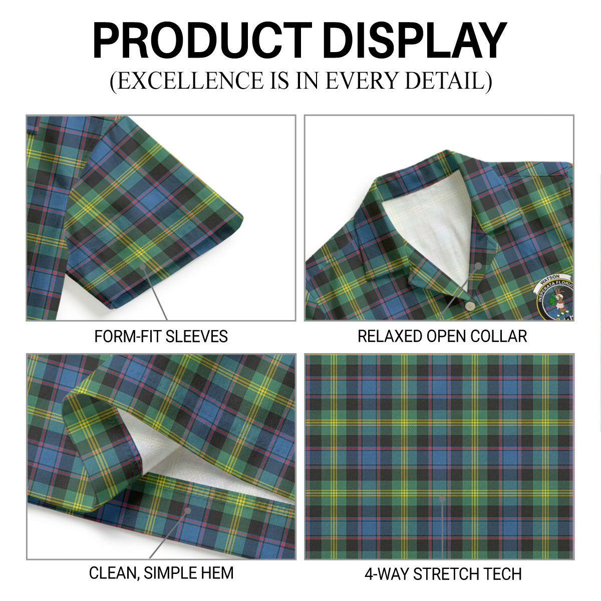 Watson Ancient Tartan Crest Hawaiian Shirt
