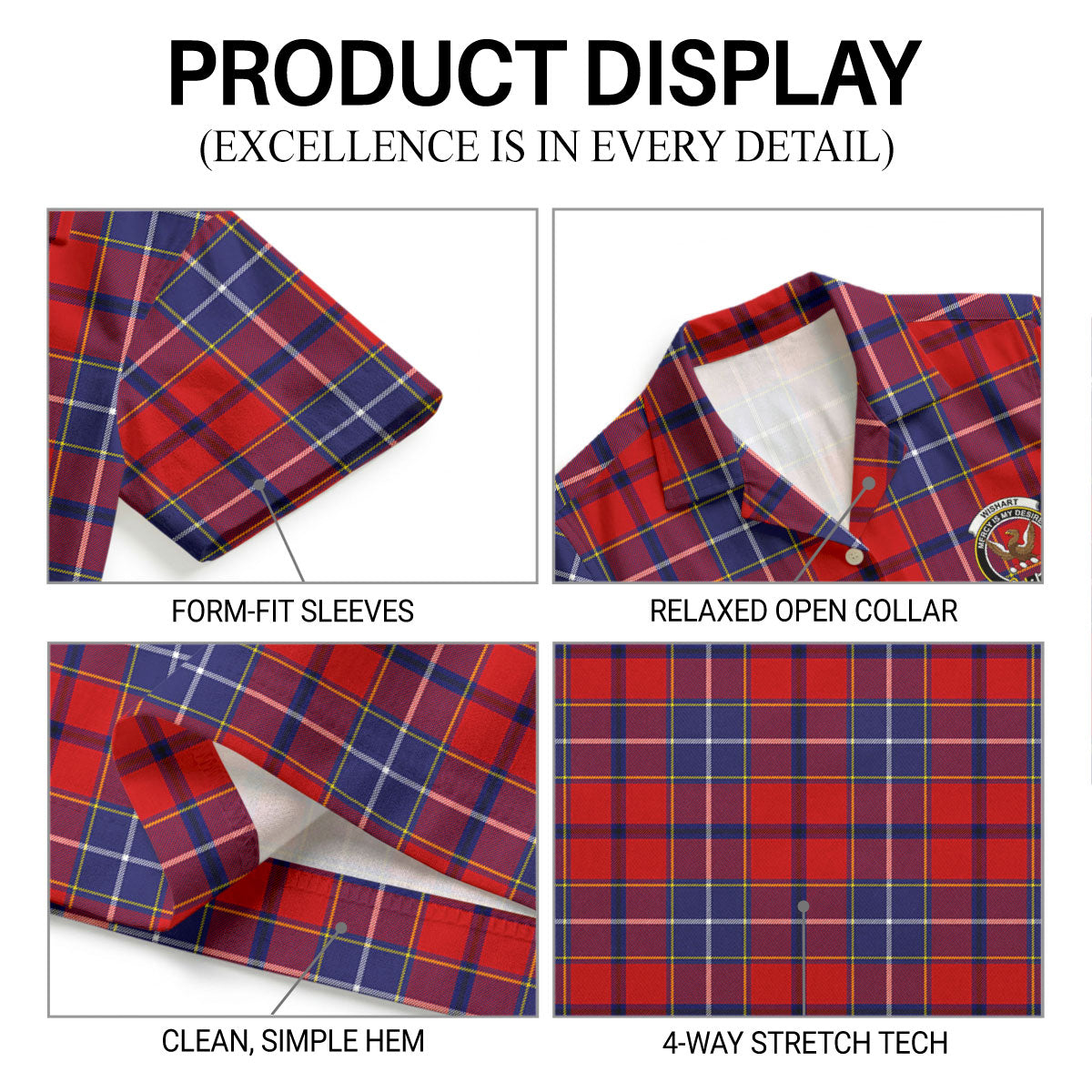 Wishart Dress Tartan Crest Hawaiian Shirt