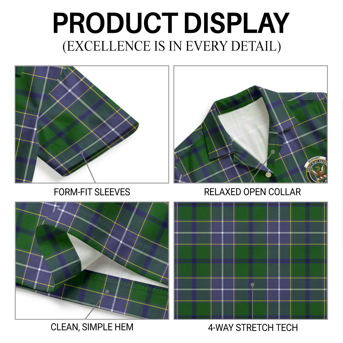 Wishart Hunting Tartan Crest Hawaiian Shirt
