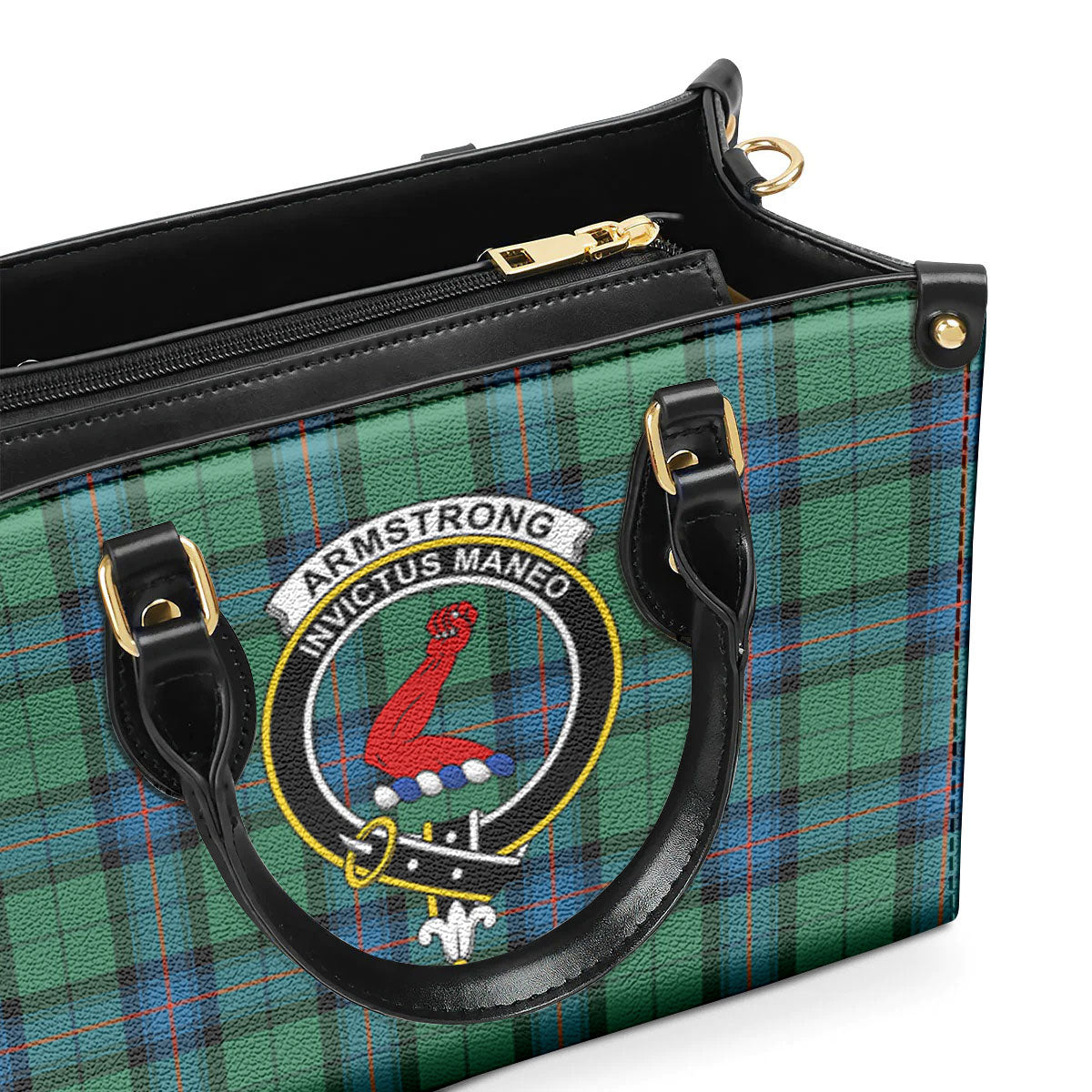 Armstrong Ancient Tartan Crest Leather Handbag