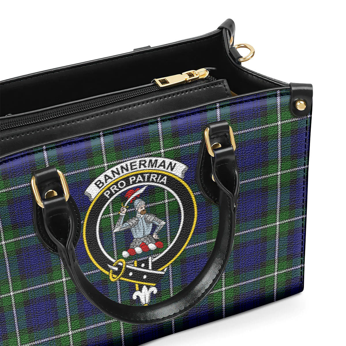 Bannerman Tartan Crest Leather Handbag