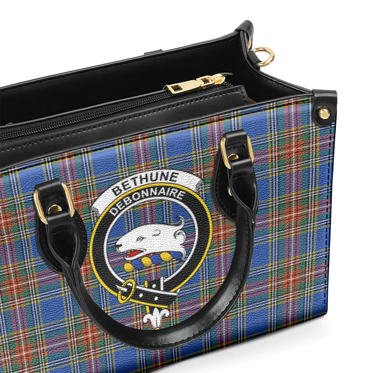 Bethune Ancient Tartan Crest Leather Handbag