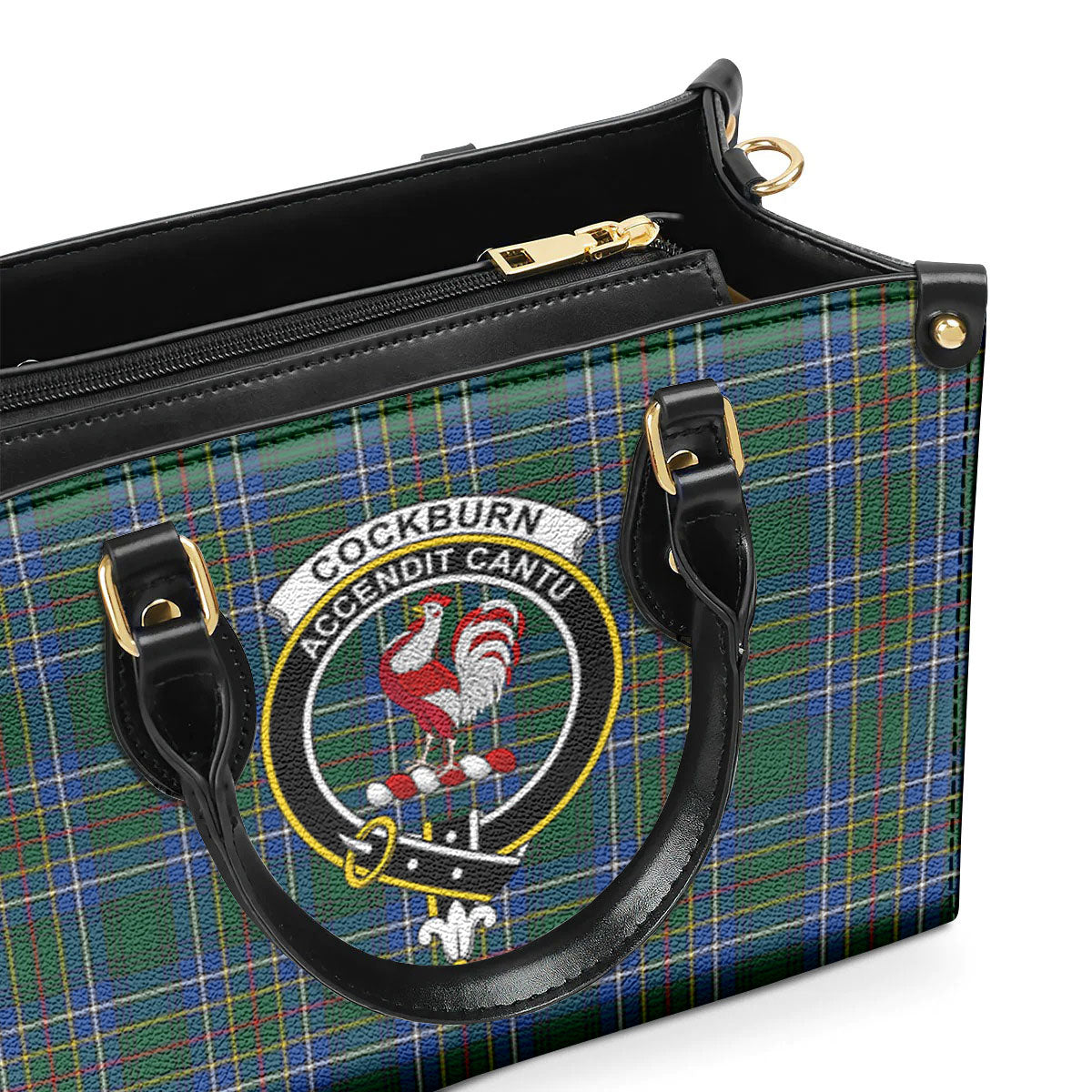 Cockburn Ancient Tartan Crest Leather Handbag