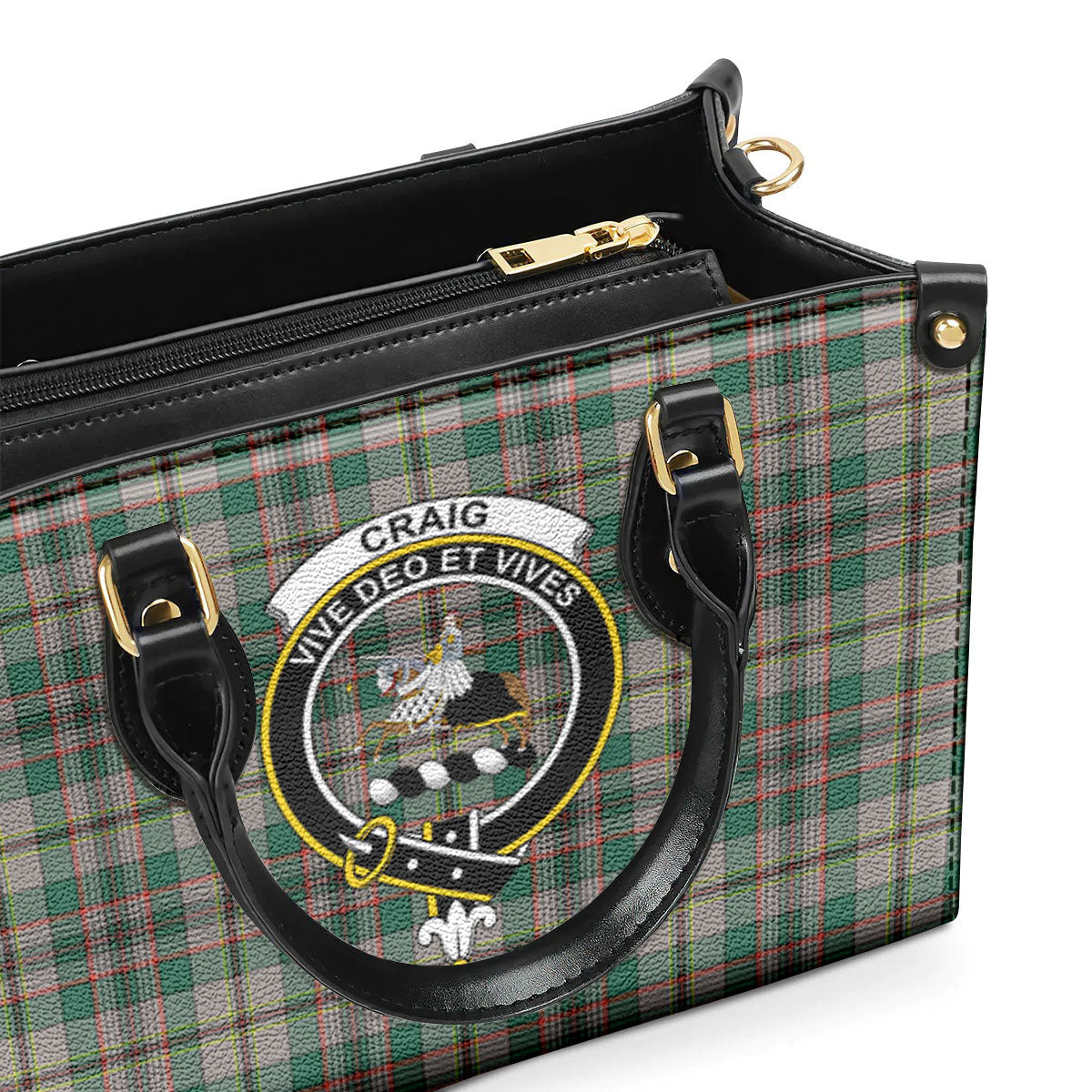 Craig Ancient Tartan Crest Leather Handbag
