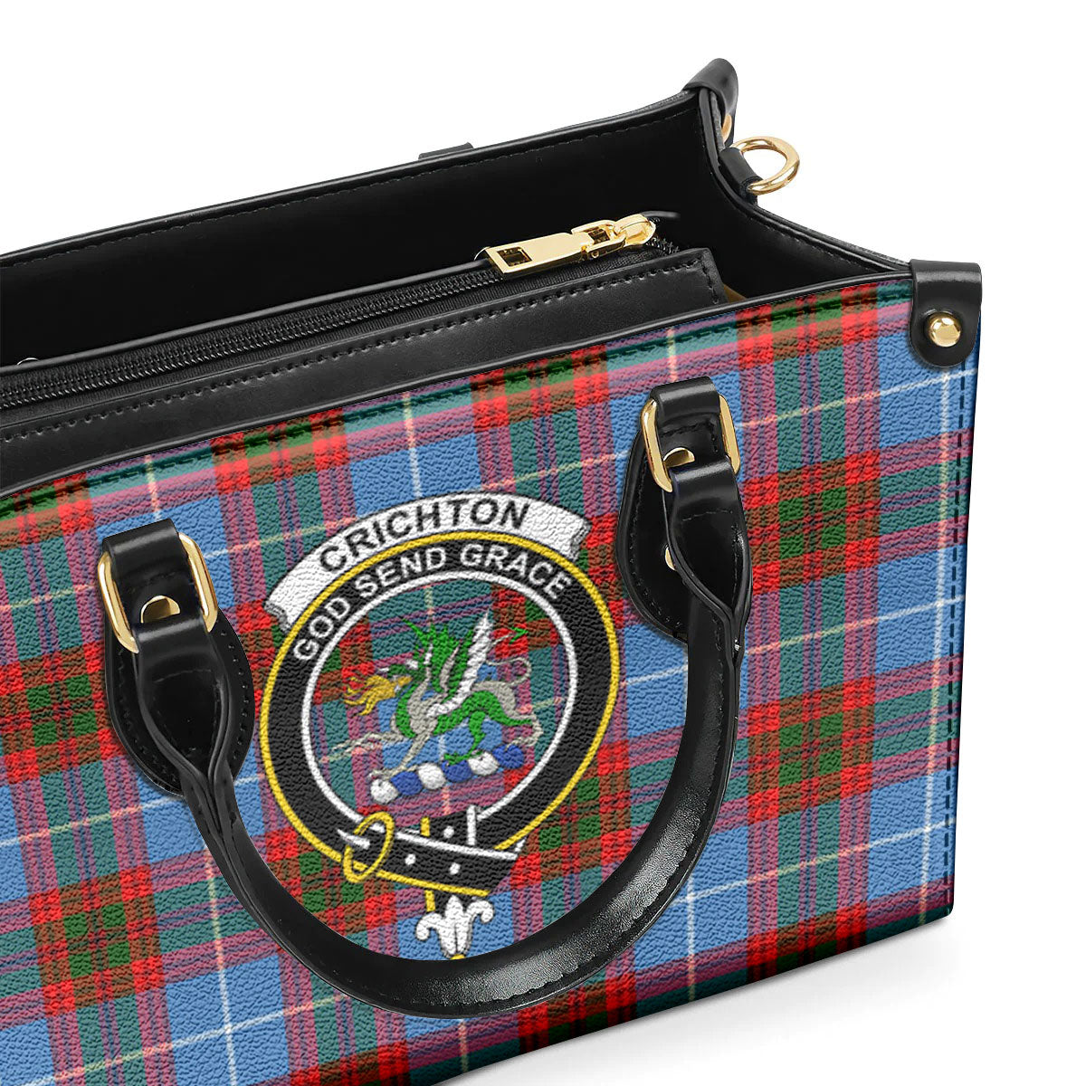 Crichton Tartan Crest Leather Handbag