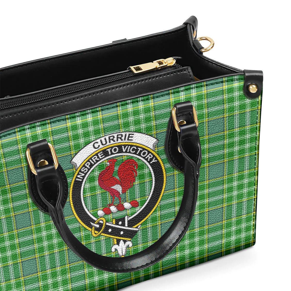 Currie Tartan Crest Leather Handbag