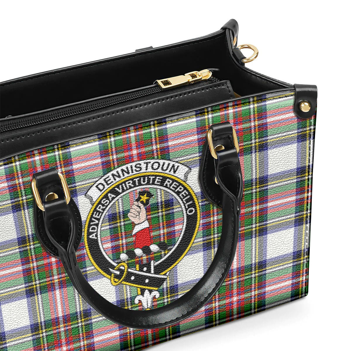 Dennistoun Tartan Crest Leather Handbag