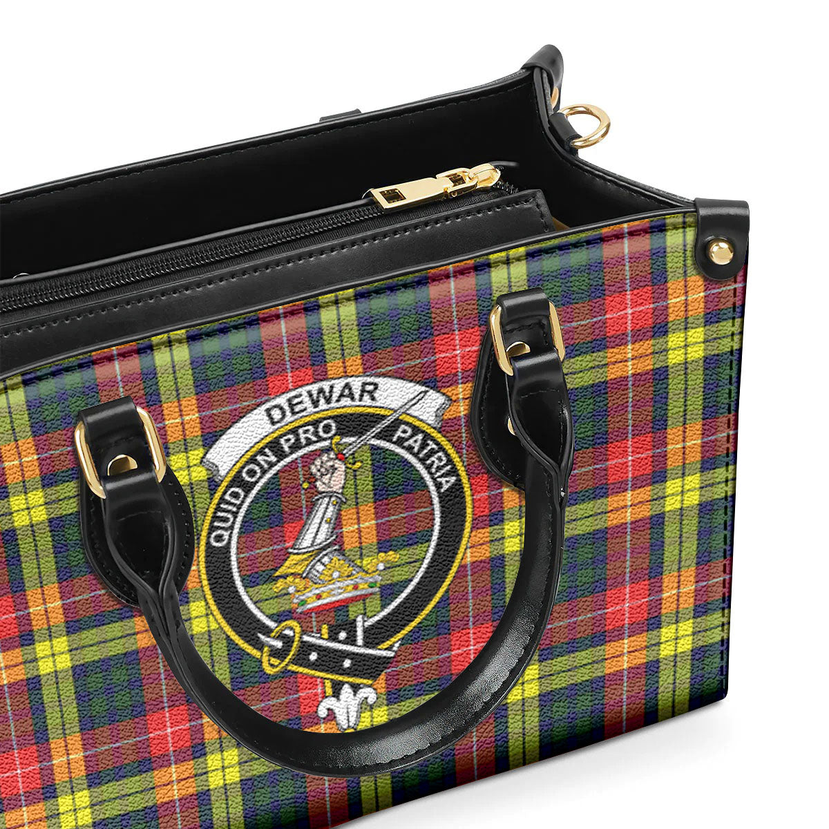 Dewar Tartan Crest Leather Handbag