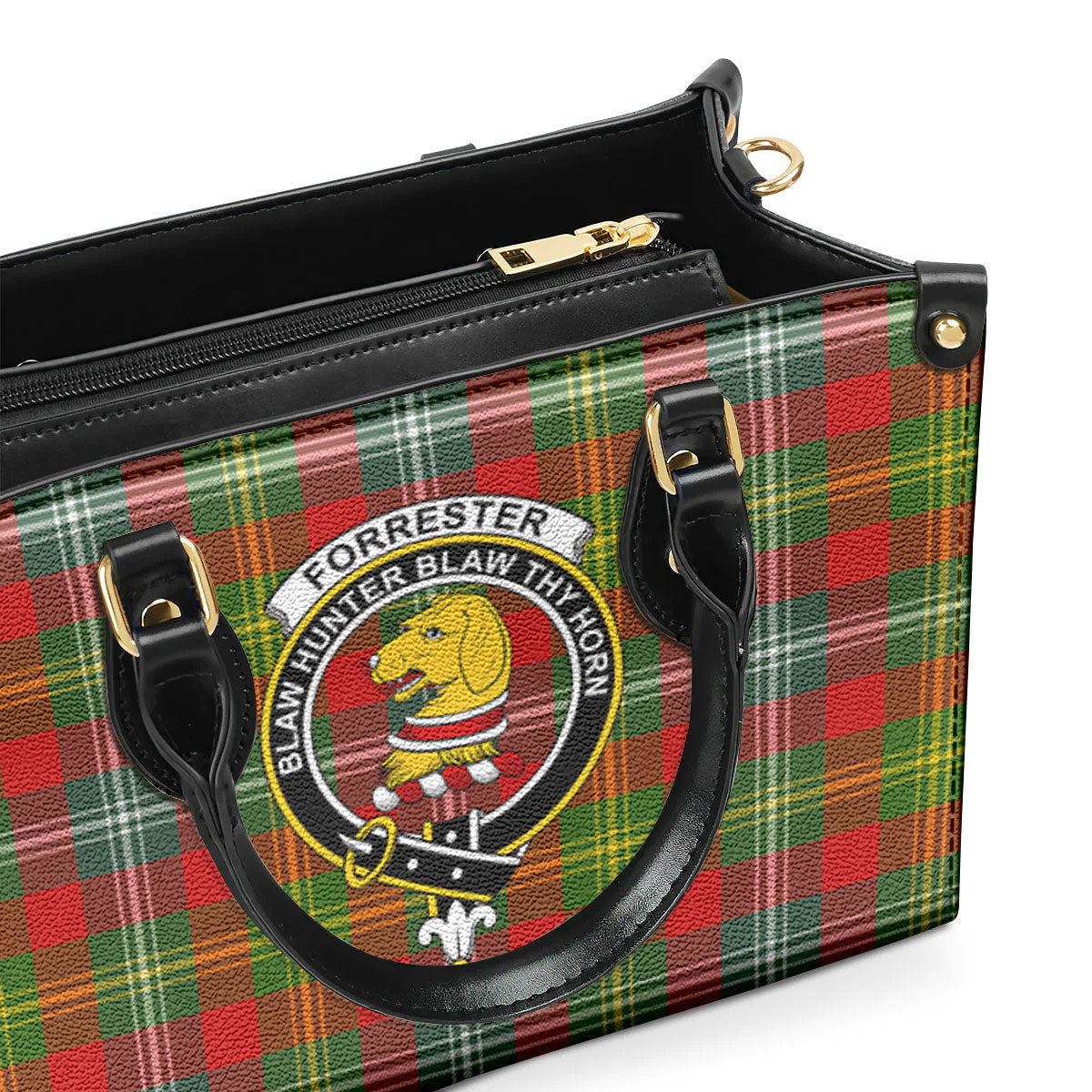 Forrester Tartan Crest Leather Handbag