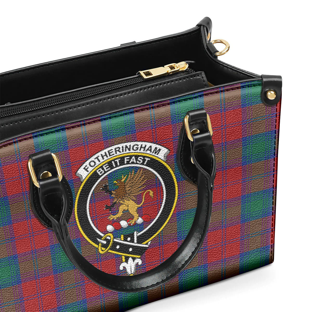 Fotheringham Tartan Crest Leather Handbag