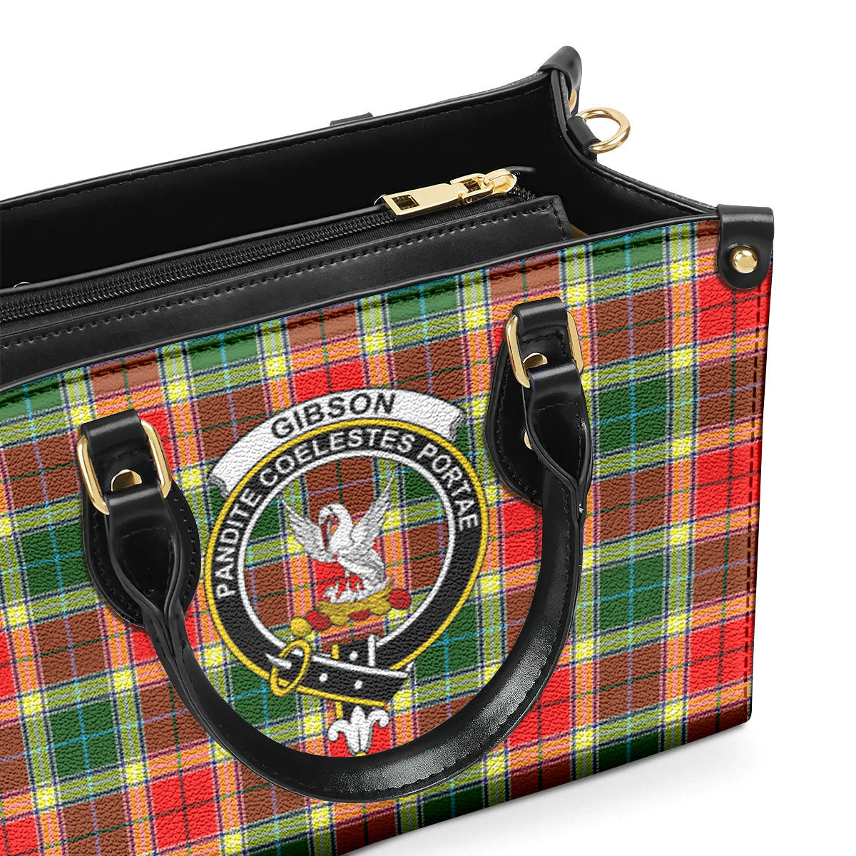 Gibson Tartan Crest Leather Handbag