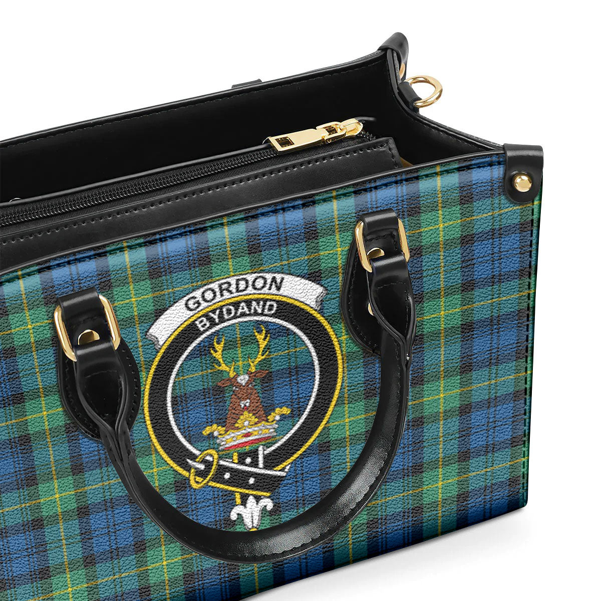 Gordon Ancient Tartan Crest Leather Handbag