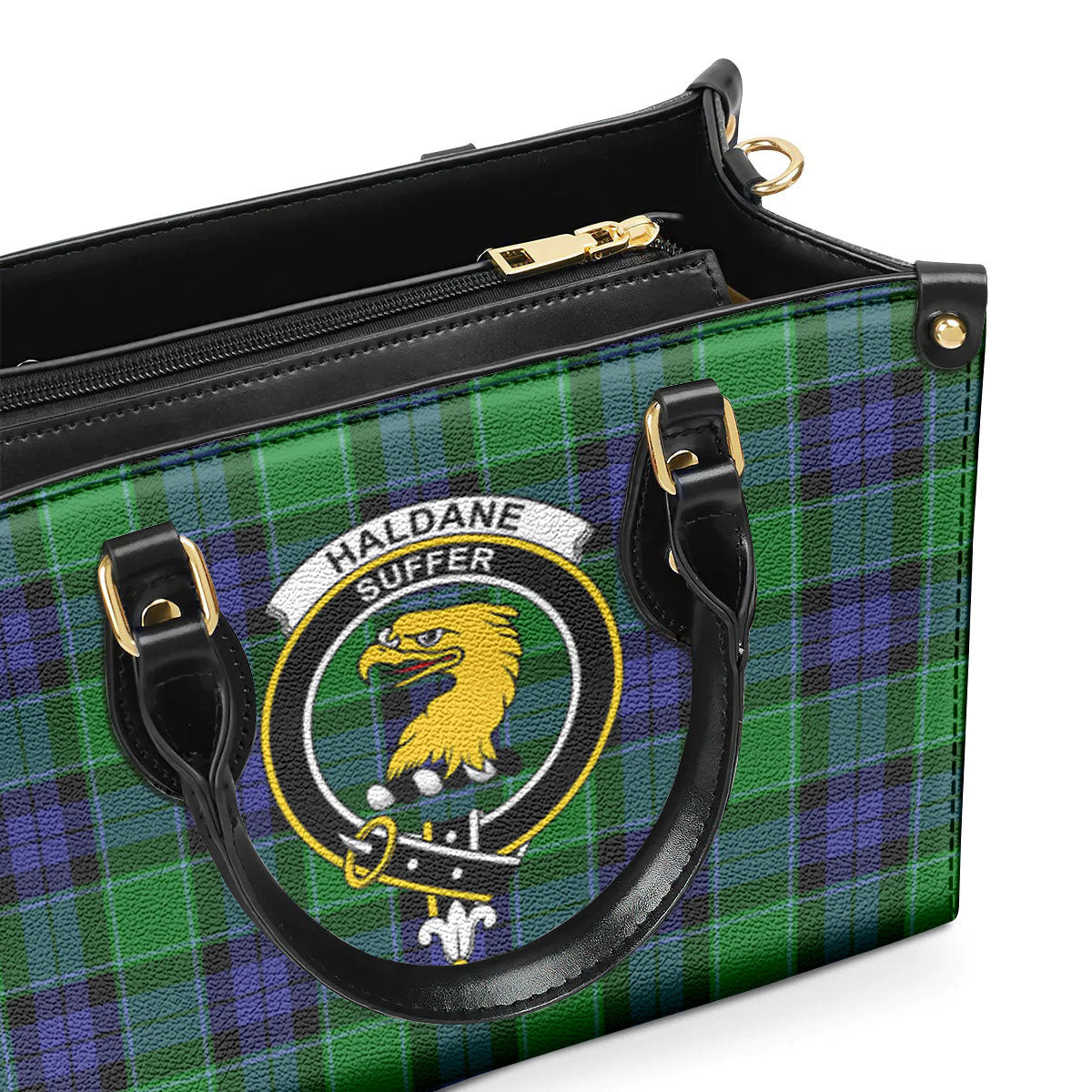 Haldane Tartan Crest Leather Handbag