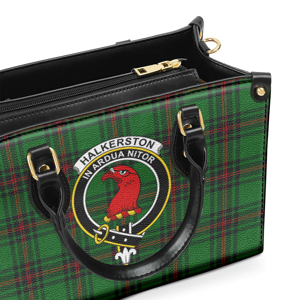 Halkerston Tartan Crest Leather Handbag