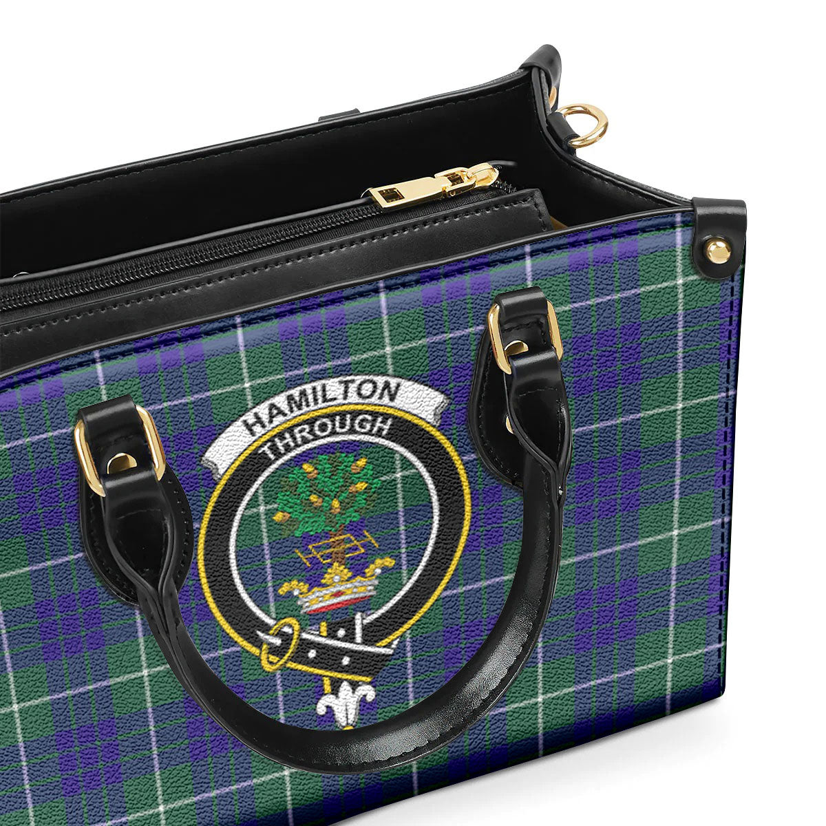 Hamilton Hunting Modern Tartan Crest Leather Handbag