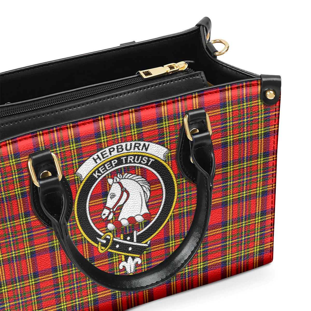 Hepburn Tartan Crest Leather Handbag