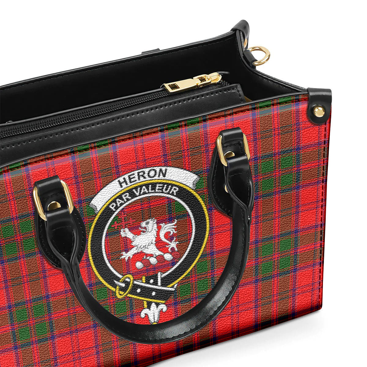 Heron Tartan Crest Leather Handbag