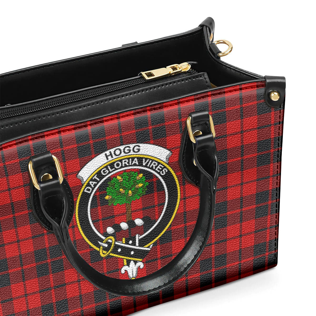 Hogg Tartan Crest Leather Handbag