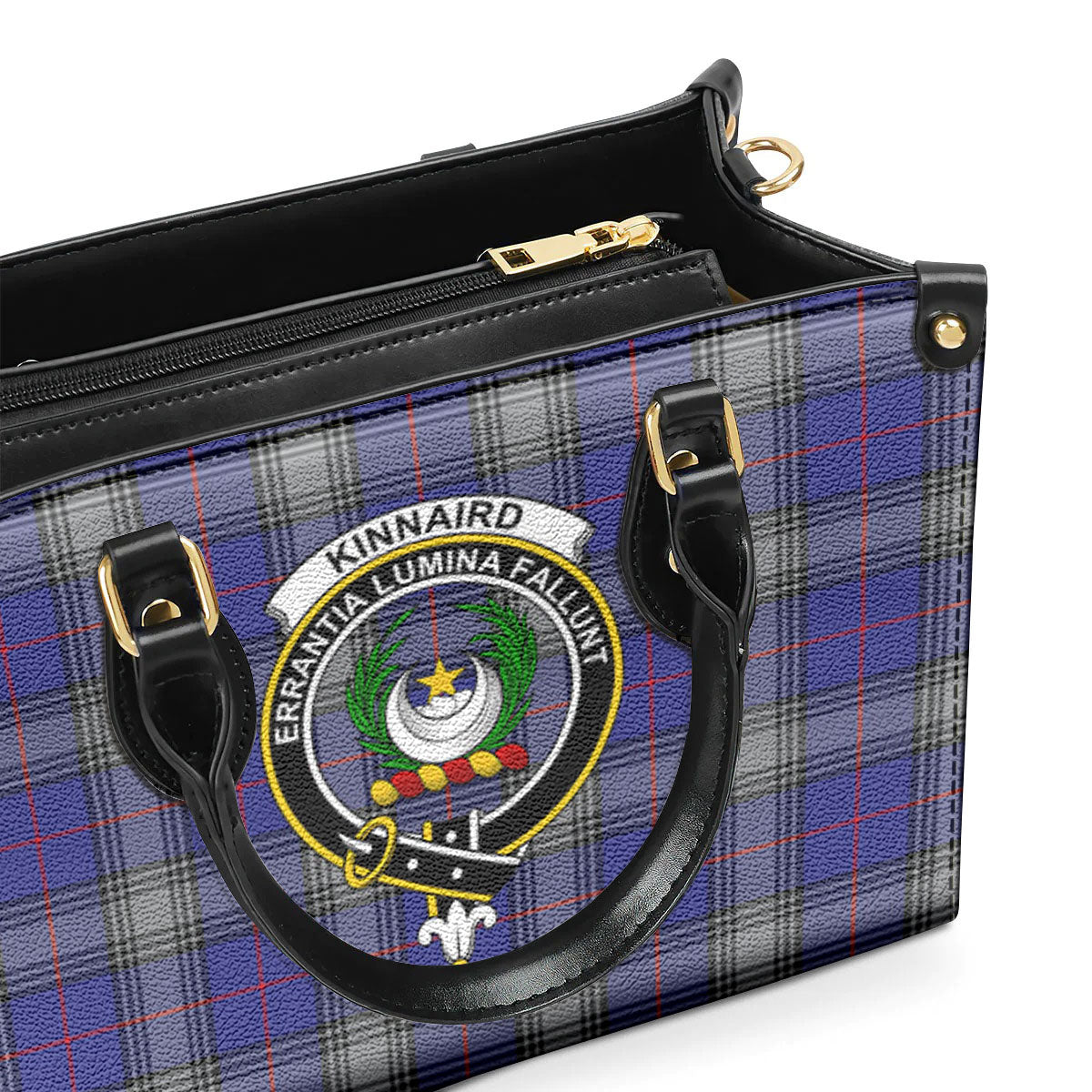 Kinnaird Tartan Crest Leather Handbag