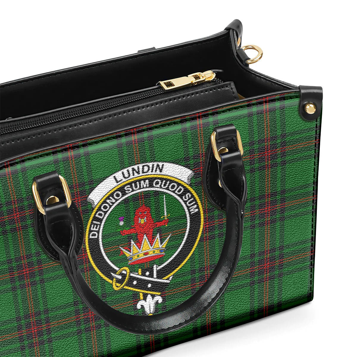 Lundin Tartan Crest Leather Handbag