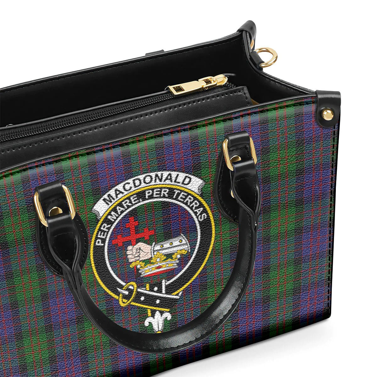 MacDonald Tartan Crest Leather Handbag