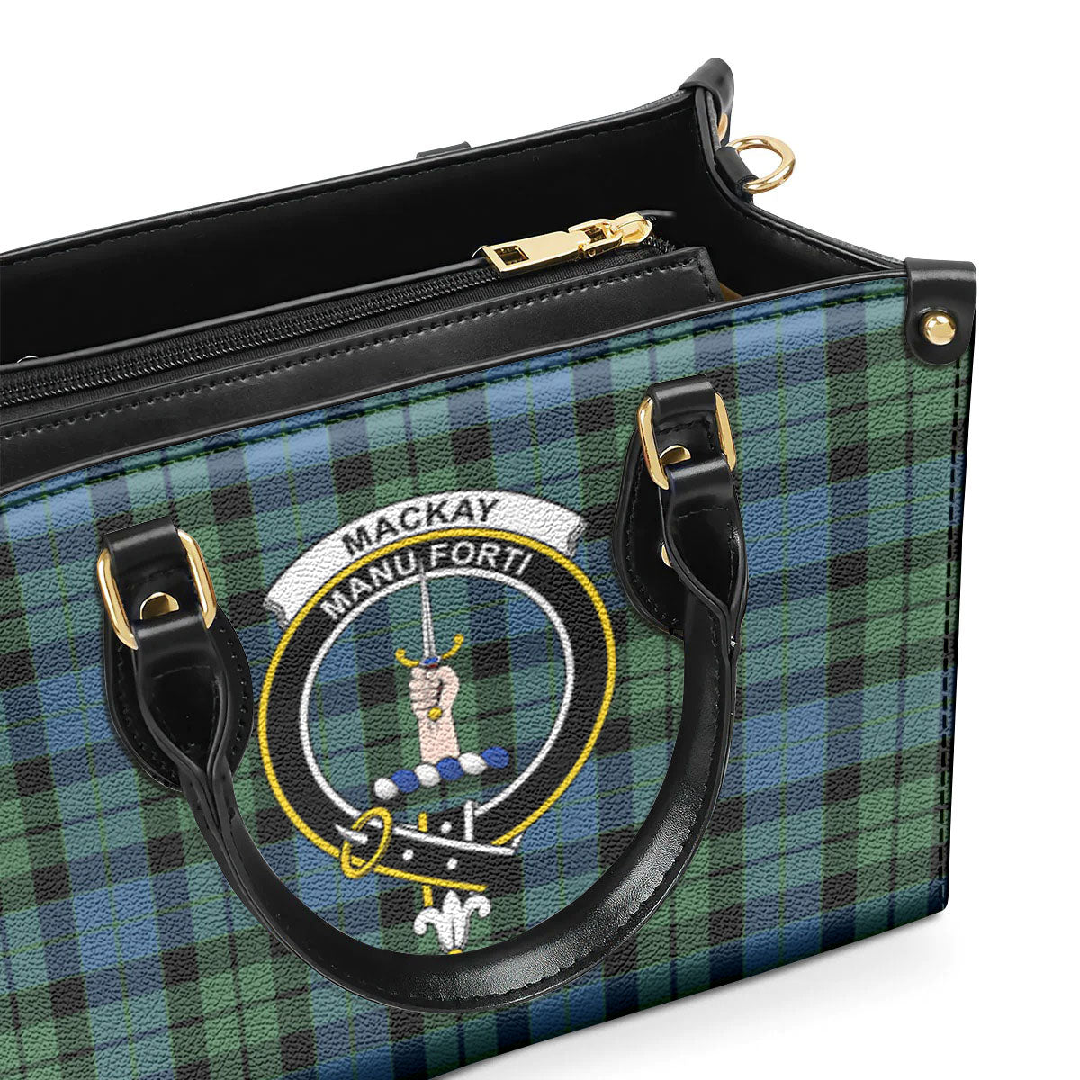 MacKay Ancient Tartan Crest Leather Handbag