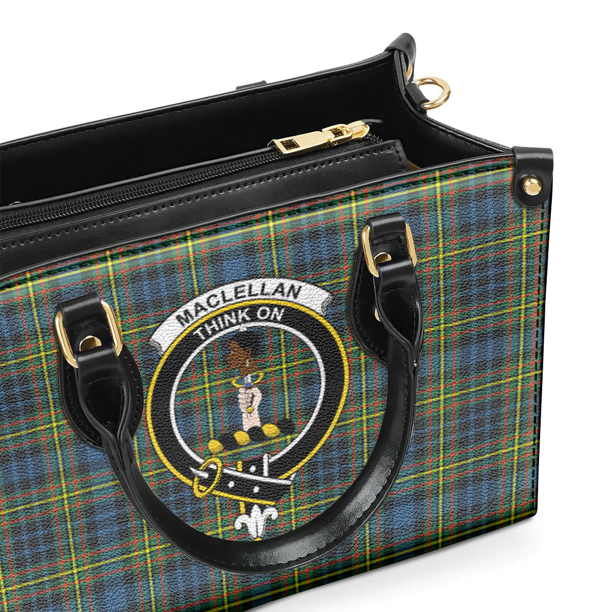 MacLellan Ancient Tartan Crest Leather Handbag