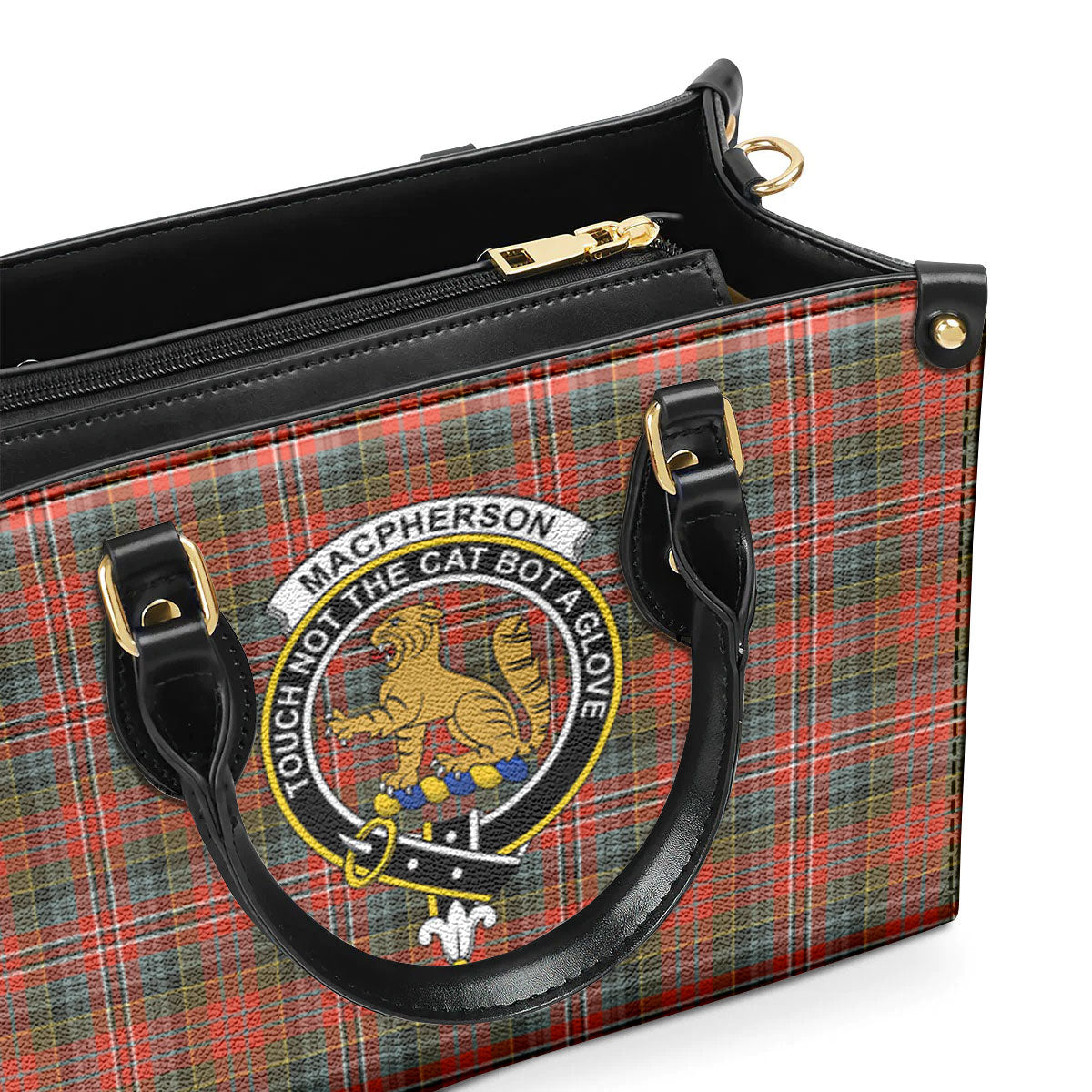 MacPherson Weathered Tartan Crest Leather Handbag