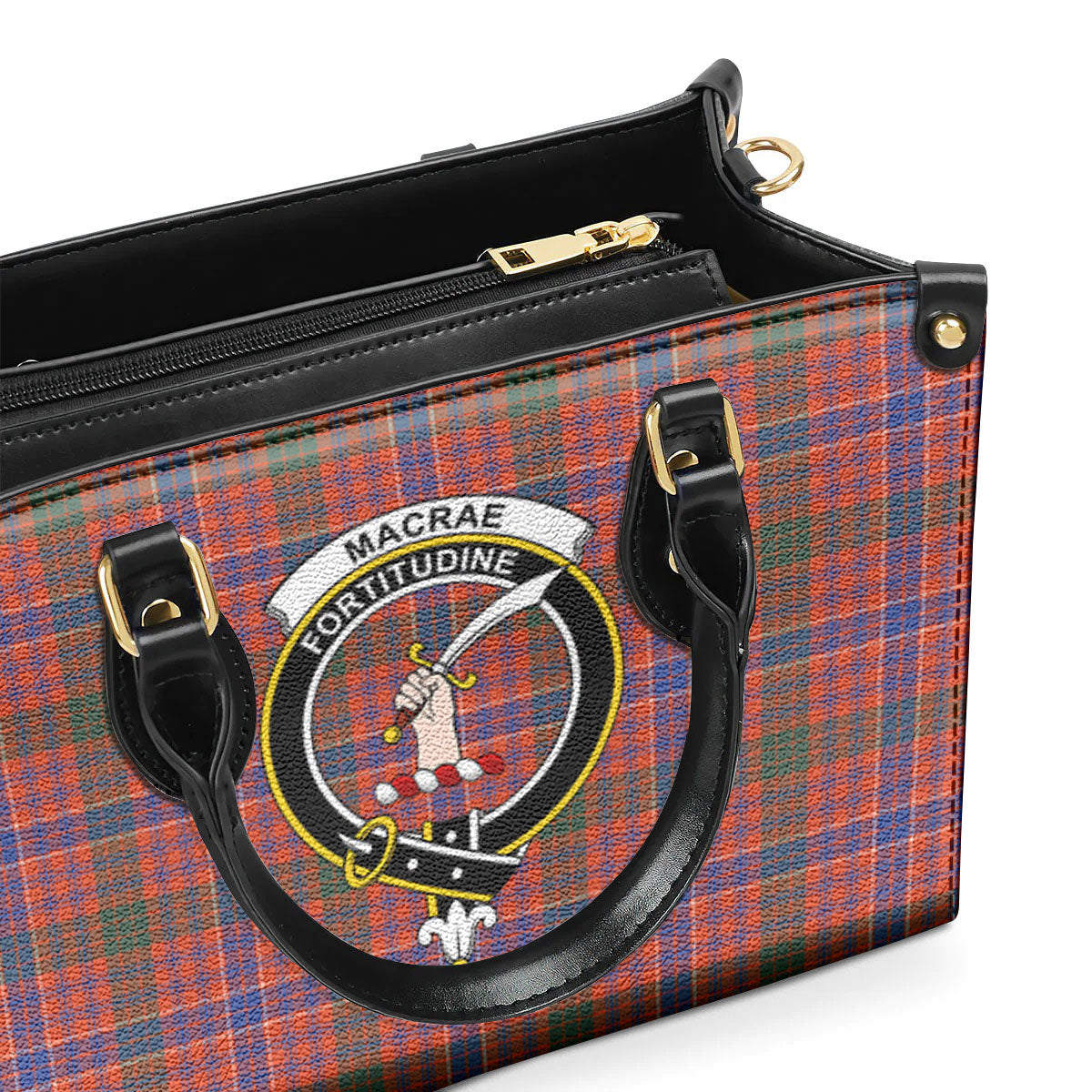 MacRae Ancient Tartan Crest Leather Handbag