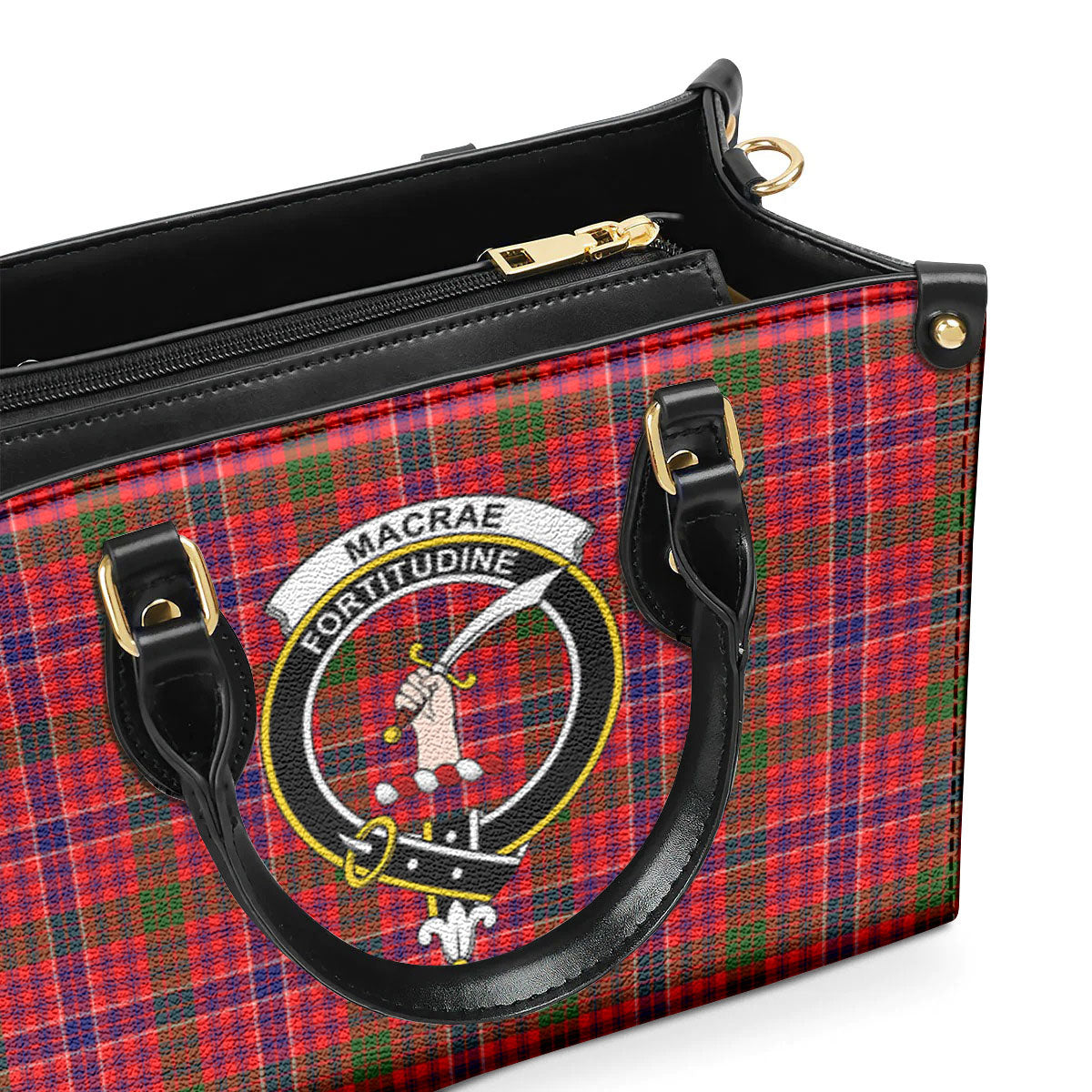 MacRae Modern Tartan Crest Leather Handbag