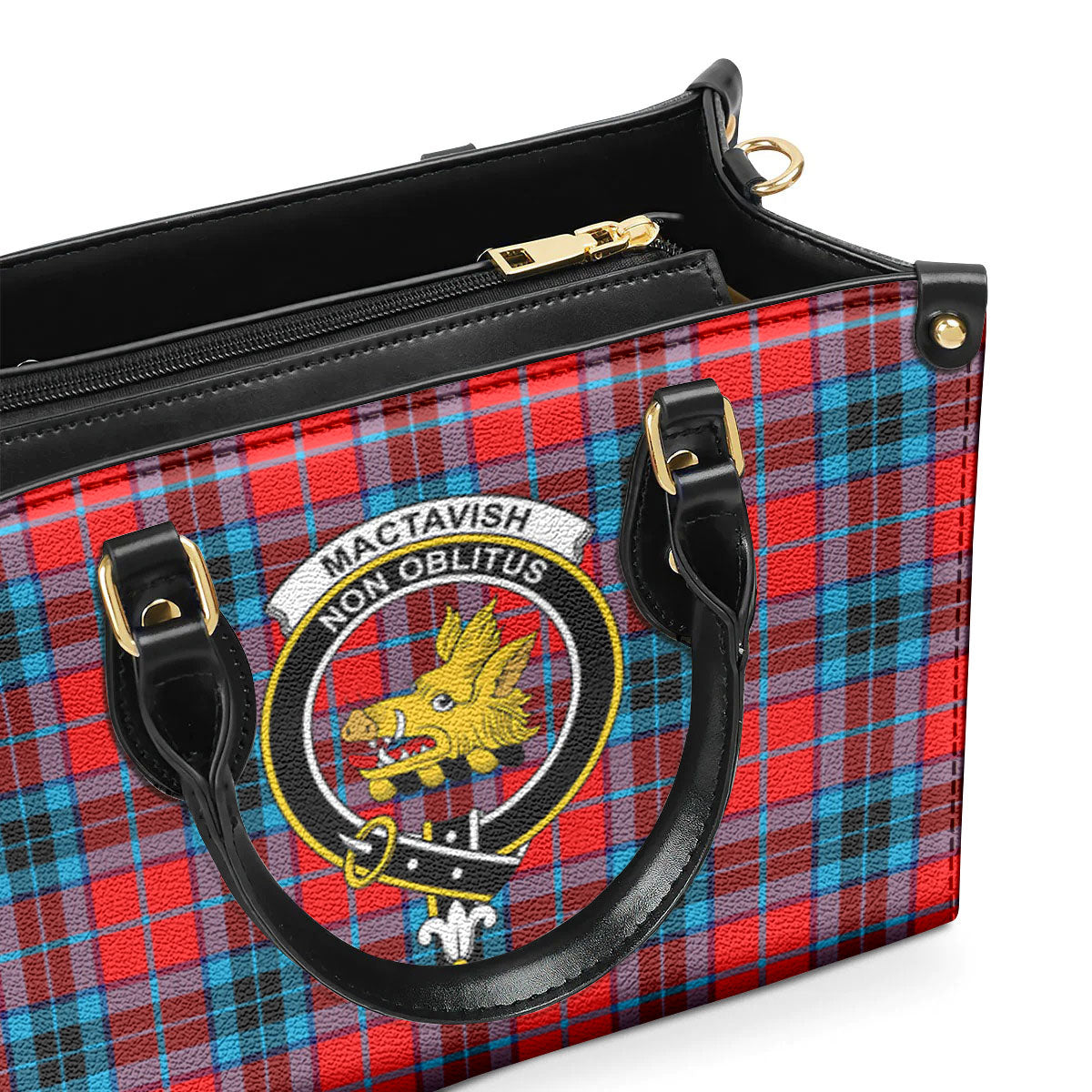 MacTavish Modern Tartan Crest Leather Handbag