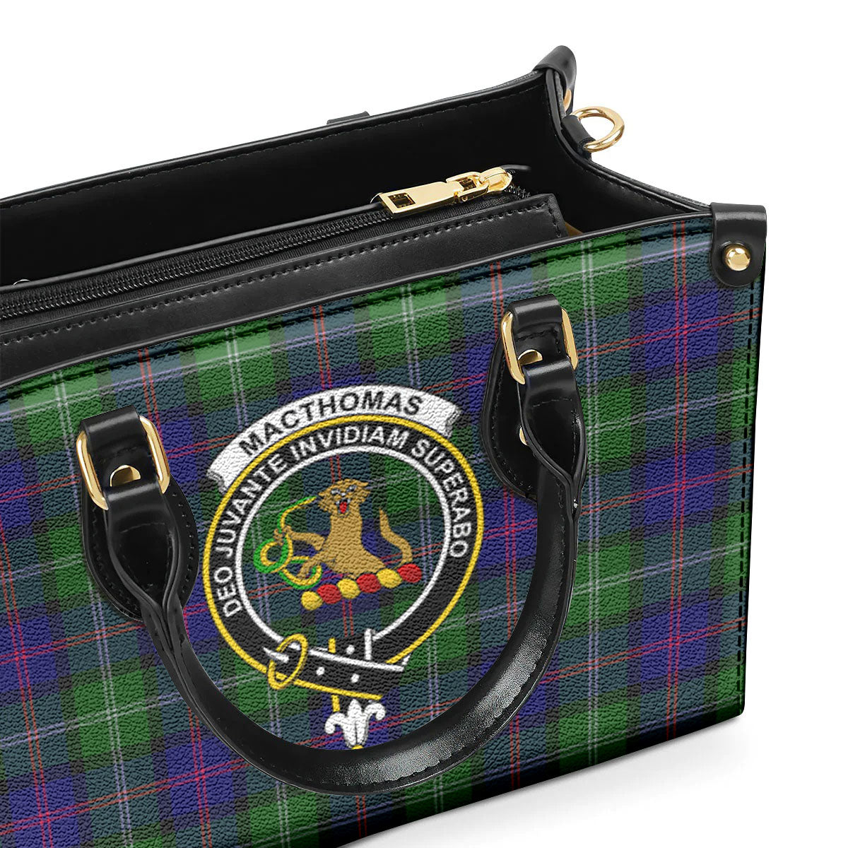 MacThomas Modern Tartan Crest Leather Handbag