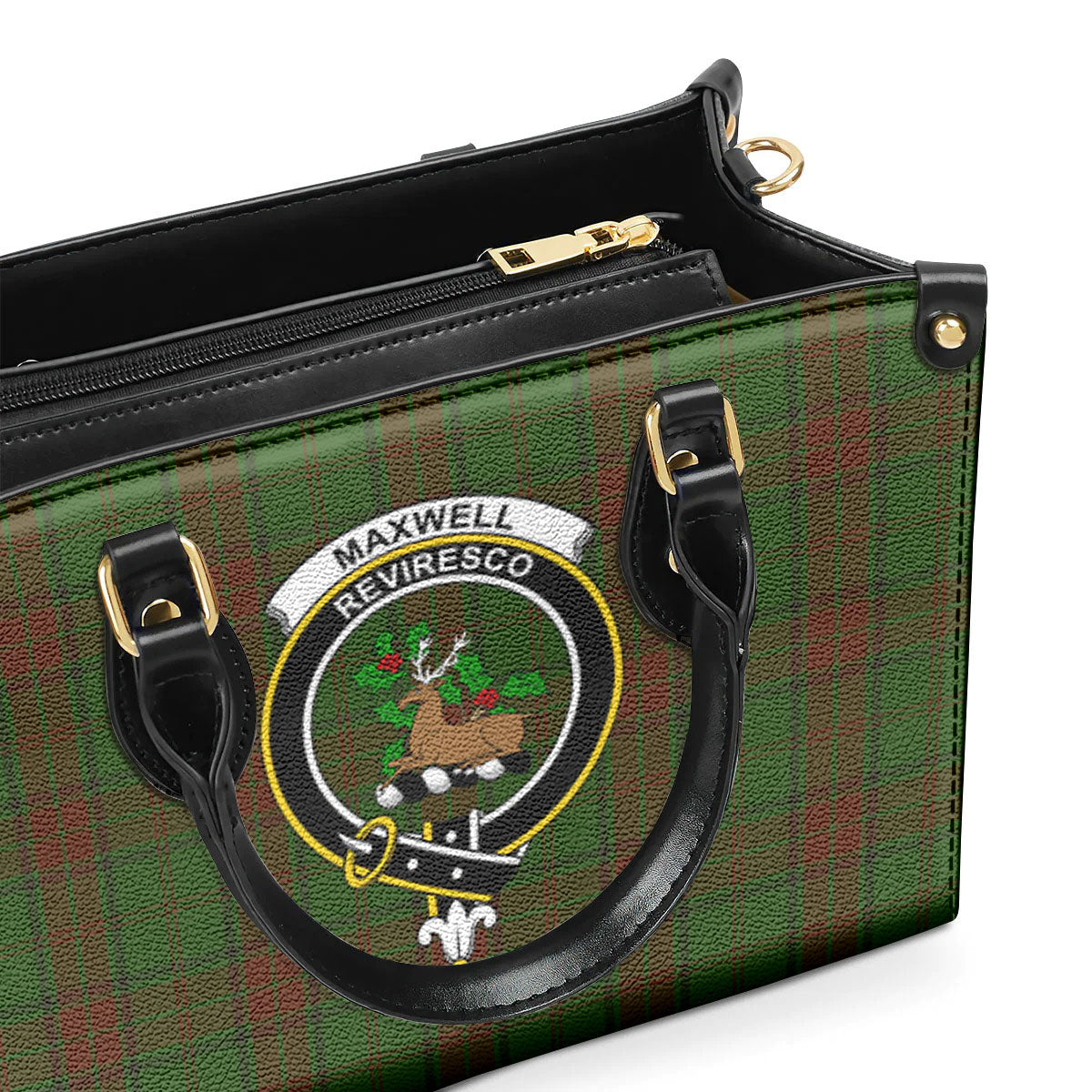 Maxwell Hunting Tartan Crest Leather Handbag