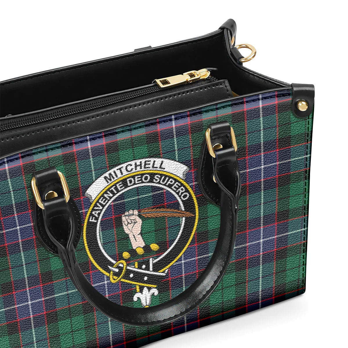 Mitchell Modern Tartan Crest Leather Handbag