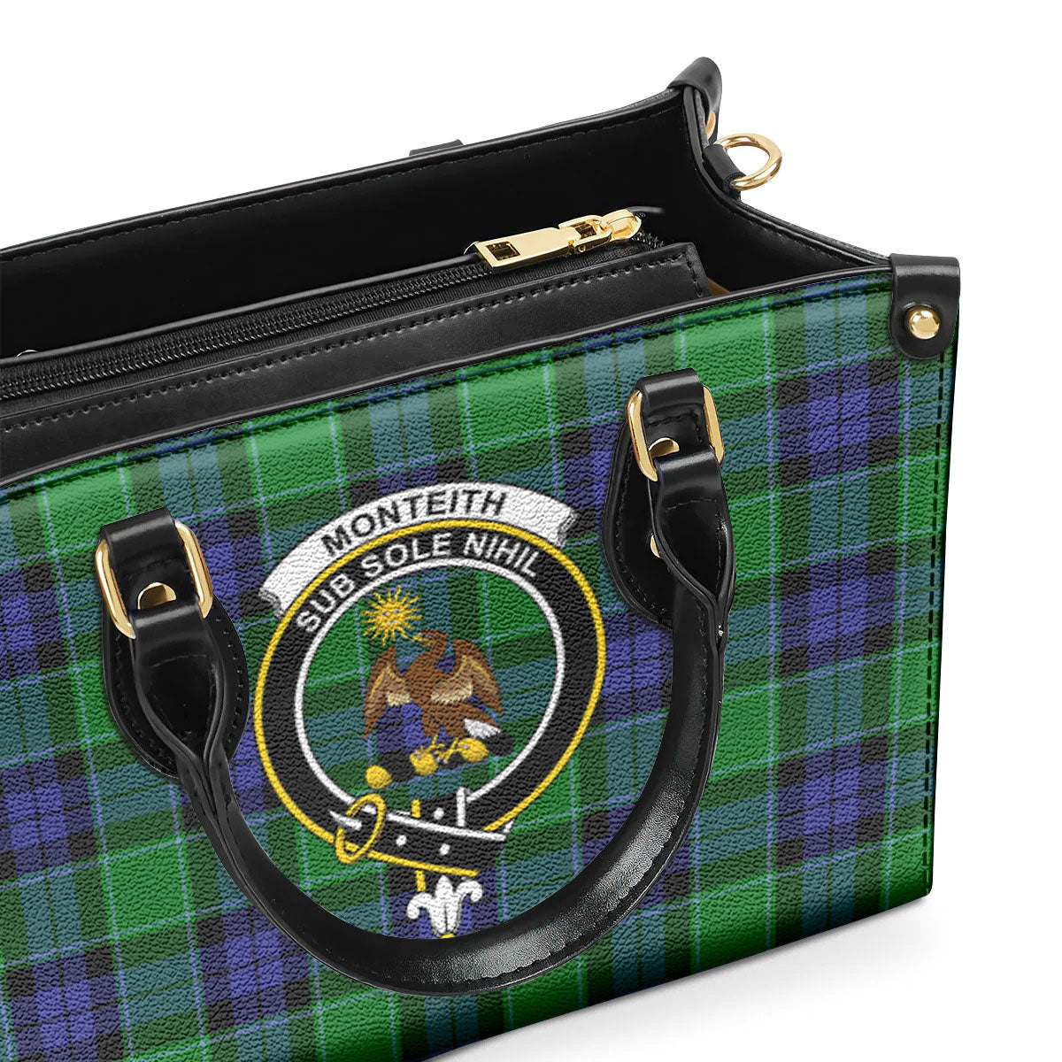 Monteith Tartan Crest Leather Handbag