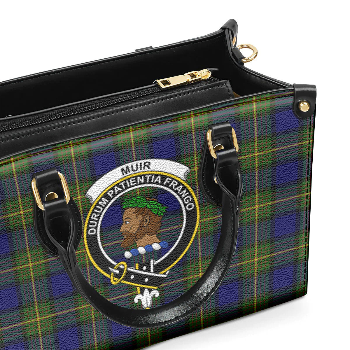 Muir Tartan Crest Leather Handbag