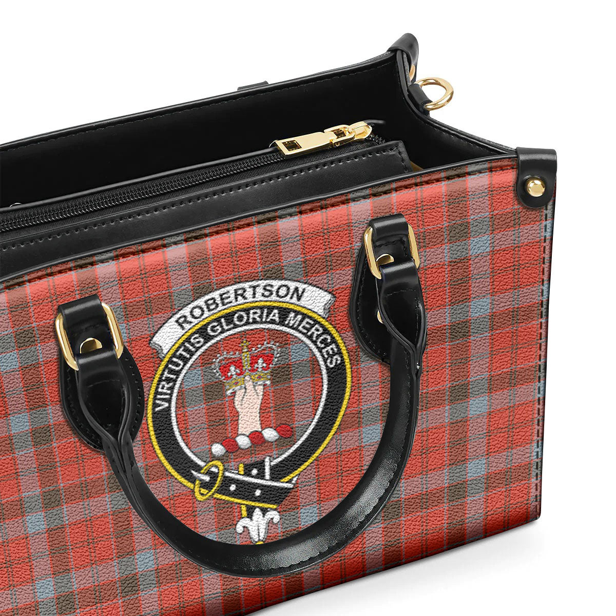 Robertson Weathered Tartan Crest Leather Handbag