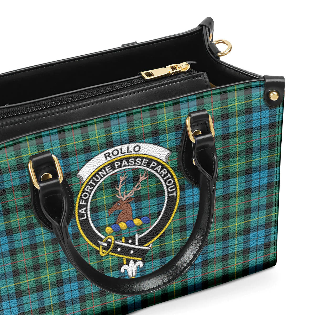 Rollo Ancient Tartan Crest Leather Handbag